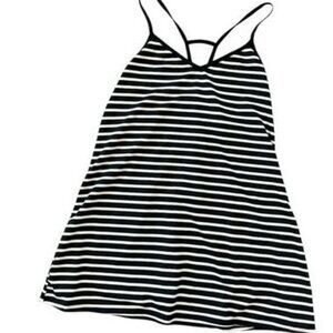 Black and White Stripe Silky Strappy Tank Top